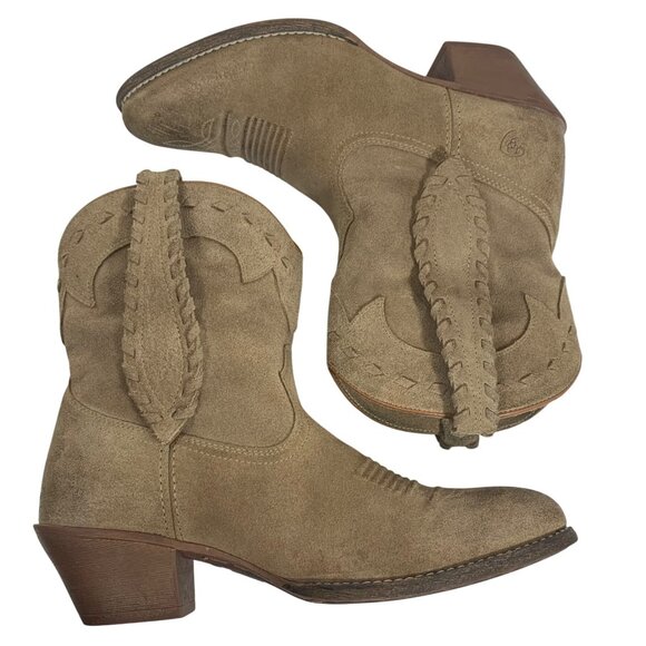 ARIAT Ladies Round Up Rianda Relaxed Shortie Western Boots Beige Suede 9.5B - Picture 5 of 11